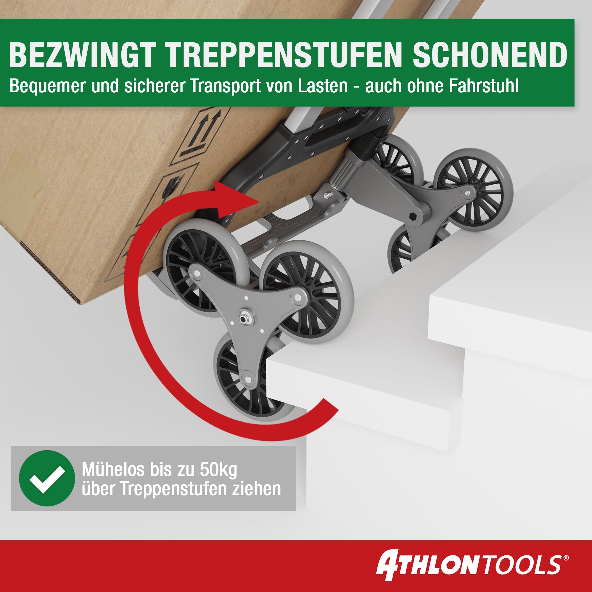Aluminium Schwerlast Treppen-Sackkarre bis 100kg, klappbar (C3203)
