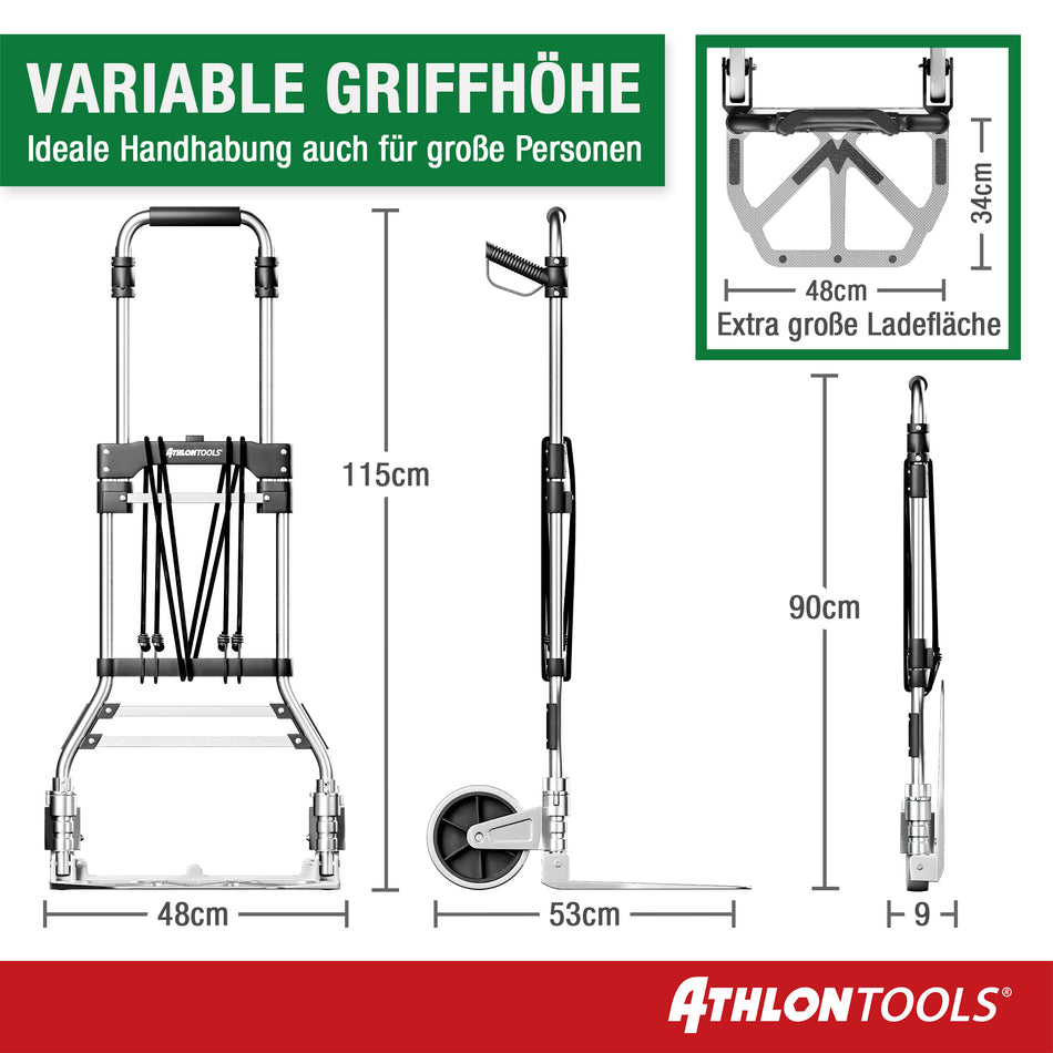 Aluminium Schwerlast-Sackkarre bis 150kg, klappbar (C3002)