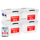 4x 32 L Aufbewahrungsboxen mit Deckel