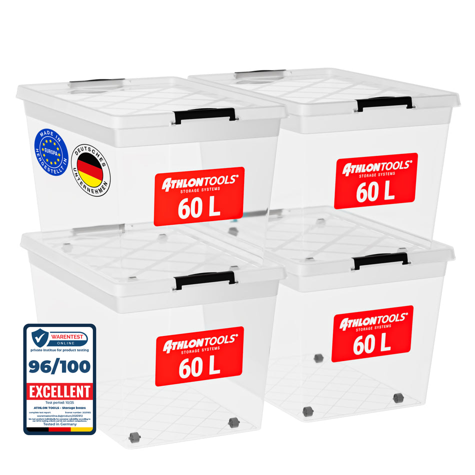 4x 60 L Aufbewahrungsboxen mit Deckel
