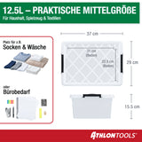 4x 12.5 L Aufbewahrungsboxen mit Deckel