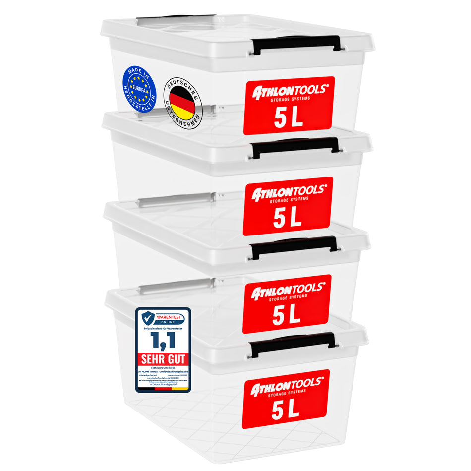 4x 5 L Aufbewahrungsboxen mit Deckel