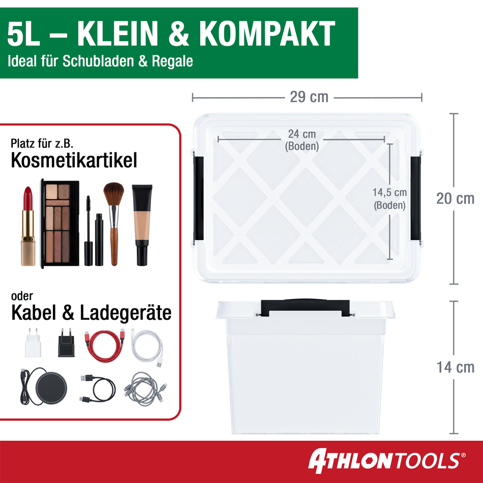 4x 5 L Aufbewahrungsboxen mit Deckel