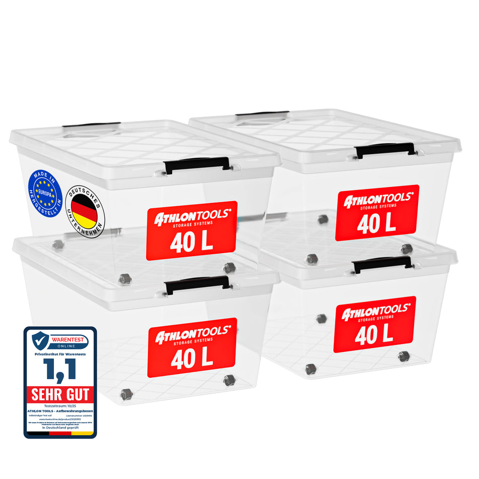 4x 40 L Aufbewahrungsboxen mit Deckel