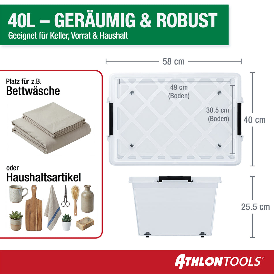 4x 40 L Aufbewahrungsboxen mit Deckel