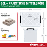 4x 20 L Aufbewahrungsboxen mit Deckel