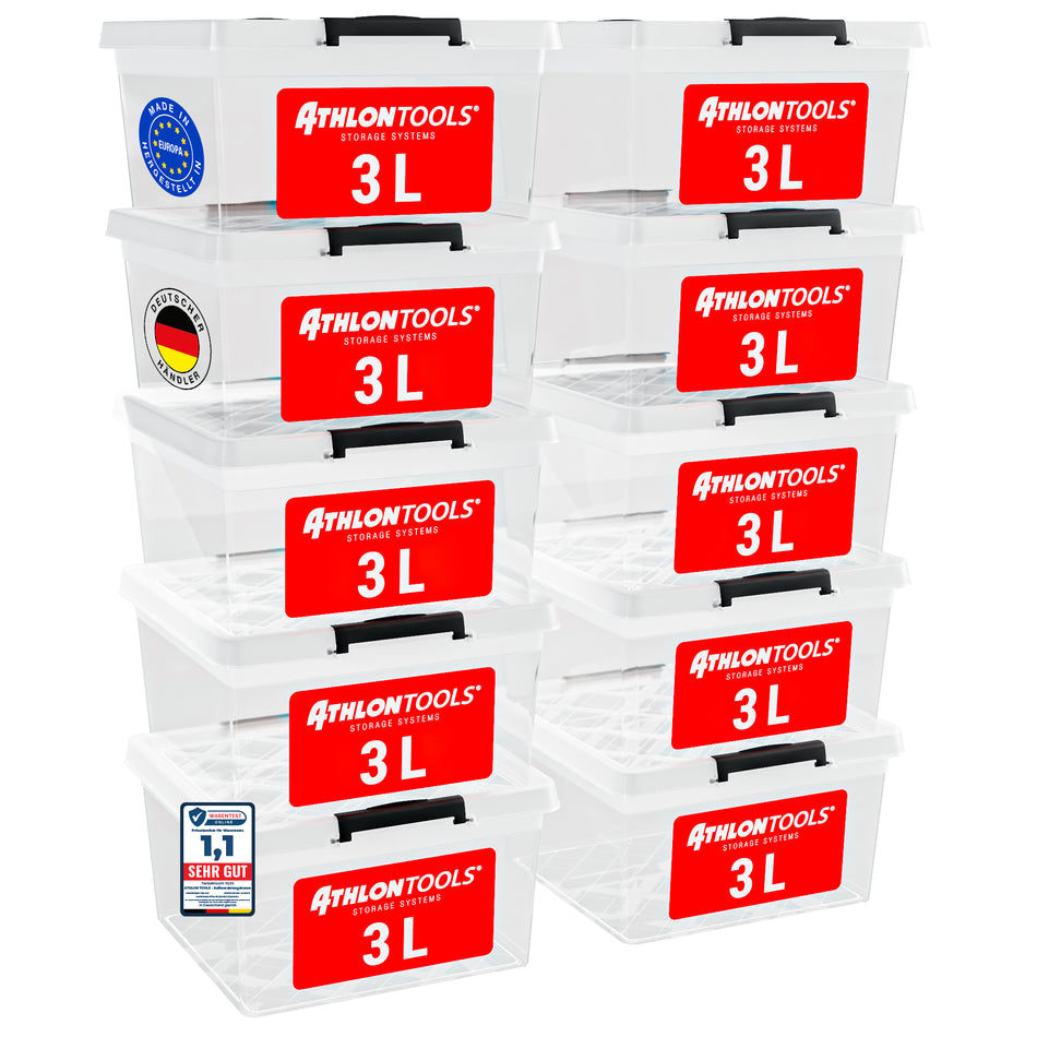 10er Set 3l Aufbewahrungsbox mit Deckel klein