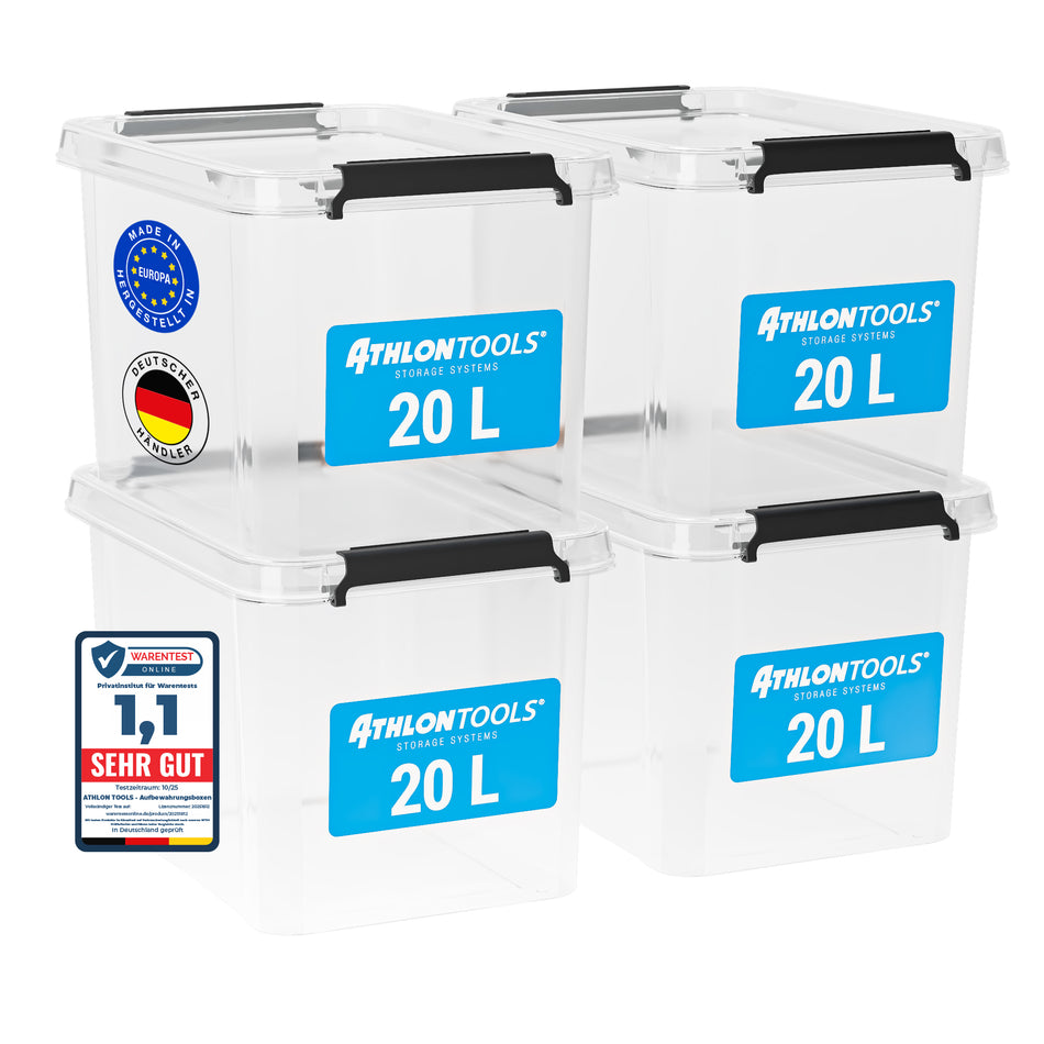 4x 20 L Aufbewahrungsboxen mit Deckel