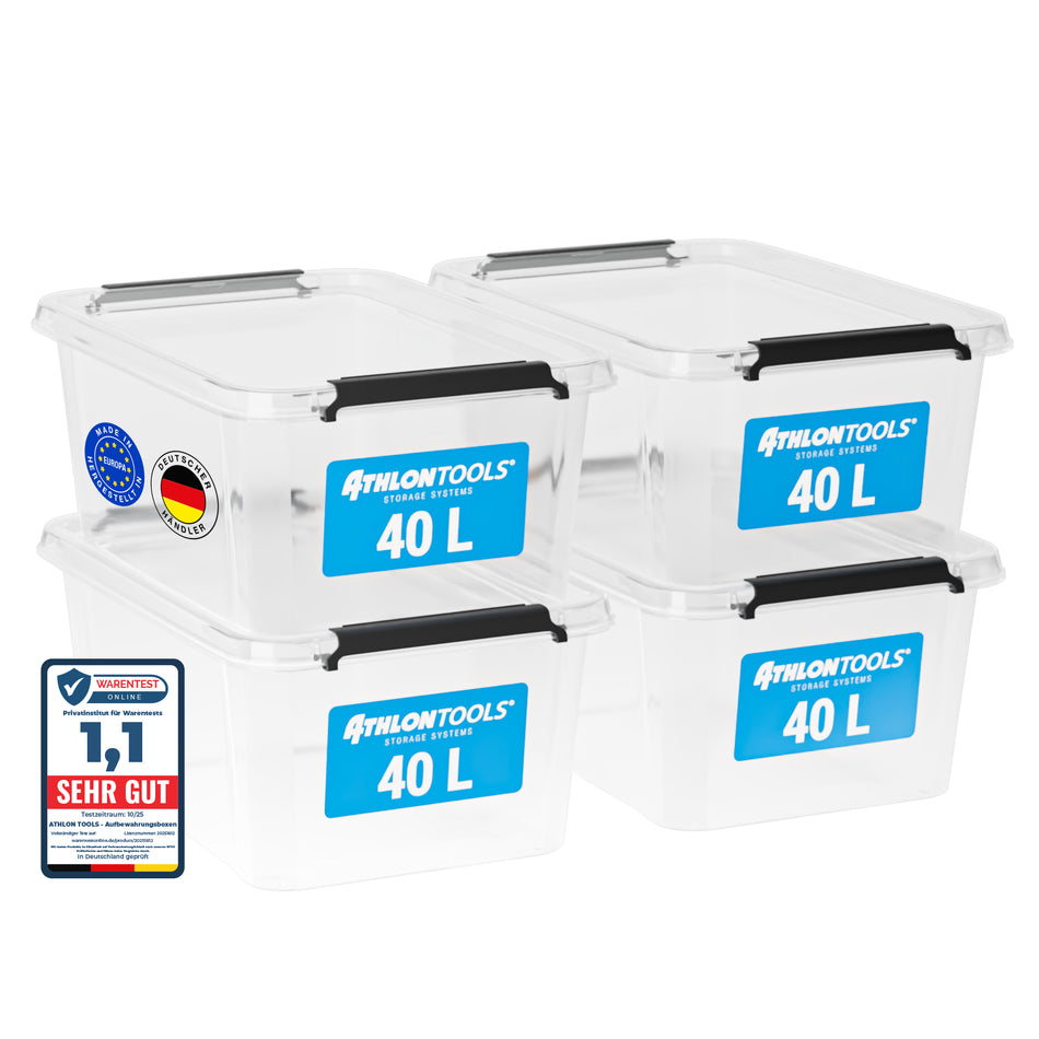 4x 40 L Aufbewahrungsboxen mit Deckel