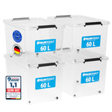 ATHLON TOOLS 4x 60 L Aufbewahrungsboxen mit Deckel