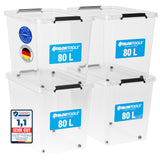 ATHLON TOOLS 4x 80 L Aufbewahrungsboxen mit Deckel