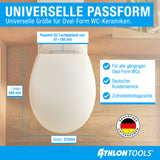 Toilettendeckel mit Absenkautomatik Oval/O-Form – Duroplast WC Sitz, Soft-Close & Quick-Release – Antibakterielle, kratzfeste & UV-beständige Klobrille inkl. Installationsschablone
