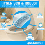 Toilettendeckel mit Absenkautomatik Oval/O-Form – Duroplast WC Sitz, Soft-Close & Quick-Release – Antibakterielle, kratzfeste & UV-beständige Klobrille inkl. Installationsschablone