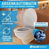 Toilettendeckel mit Absenkautomatik Oval/O-Form – Duroplast WC Sitz, Soft-Close & Quick-Release – Antibakterielle, kratzfeste & UV-beständige Klobrille inkl. Installationsschablone