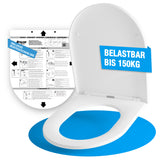 Toilettendeckel mit Absenkautomatik D-Form – Duroplast WC Sitz, Soft-Close & Quick-Release – Antibakterielle, kratzfeste & UV-beständige Klobrille inkl. Installationsschablone
