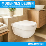 Toilettendeckel mit Absenkautomatik D-Form – Duroplast WC Sitz, Soft-Close & Quick-Release – Antibakterielle, kratzfeste & UV-beständige Klobrille inkl. Installationsschablone