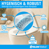 Toilettendeckel mit Absenkautomatik D-Form – Duroplast WC Sitz, Soft-Close & Quick-Release – Antibakterielle, kratzfeste & UV-beständige Klobrille inkl. Installationsschablone