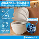 Toilettendeckel mit Absenkautomatik D-Form – Duroplast WC Sitz, Soft-Close & Quick-Release – Antibakterielle, kratzfeste & UV-beständige Klobrille inkl. Installationsschablone