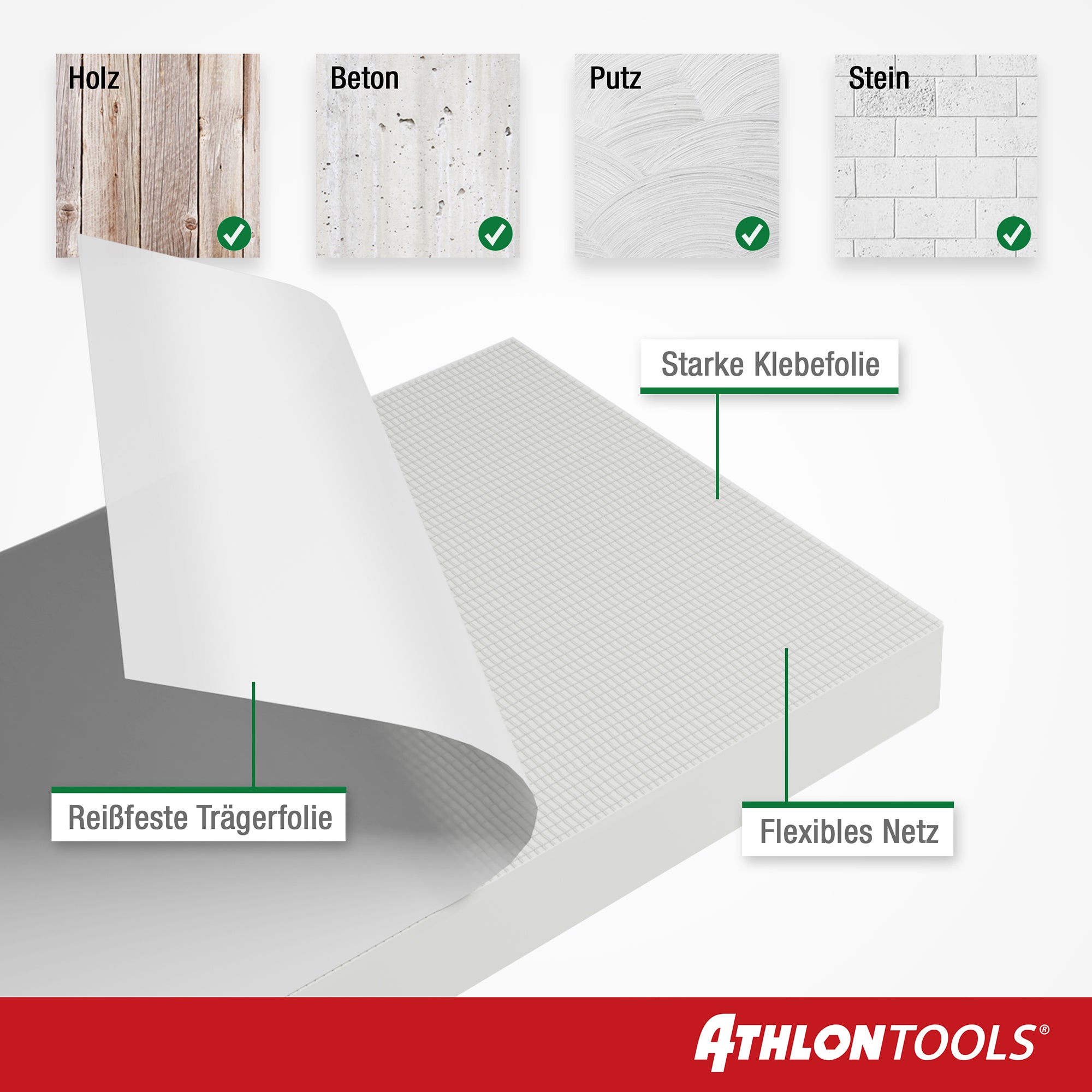 Athlon Tools XXL Garagen-Wandschutz mit Reflektor, 50 x 50 cm