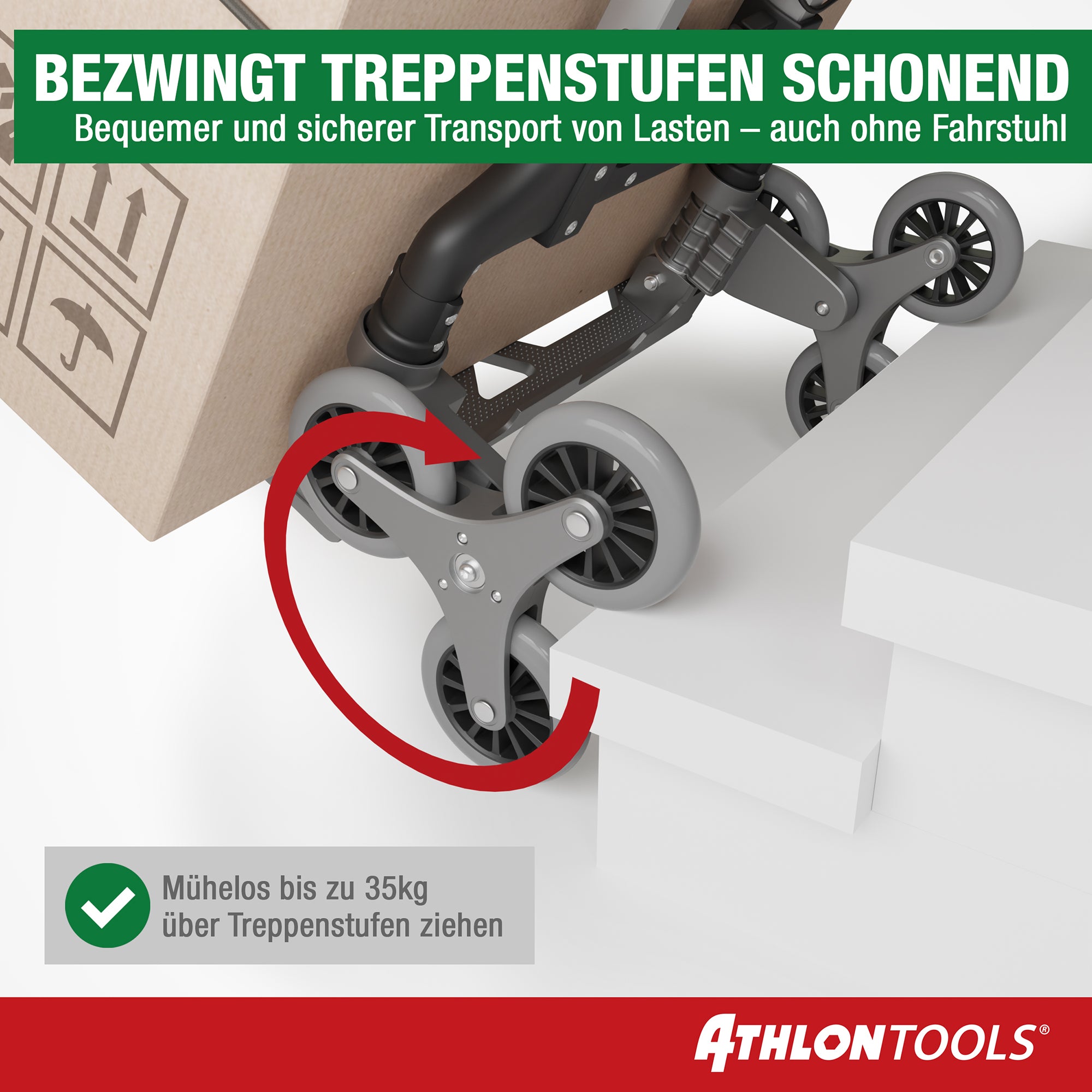 ATHLON TOOLS Aluminium Treppensteiger-Sackkarre - praktisch
