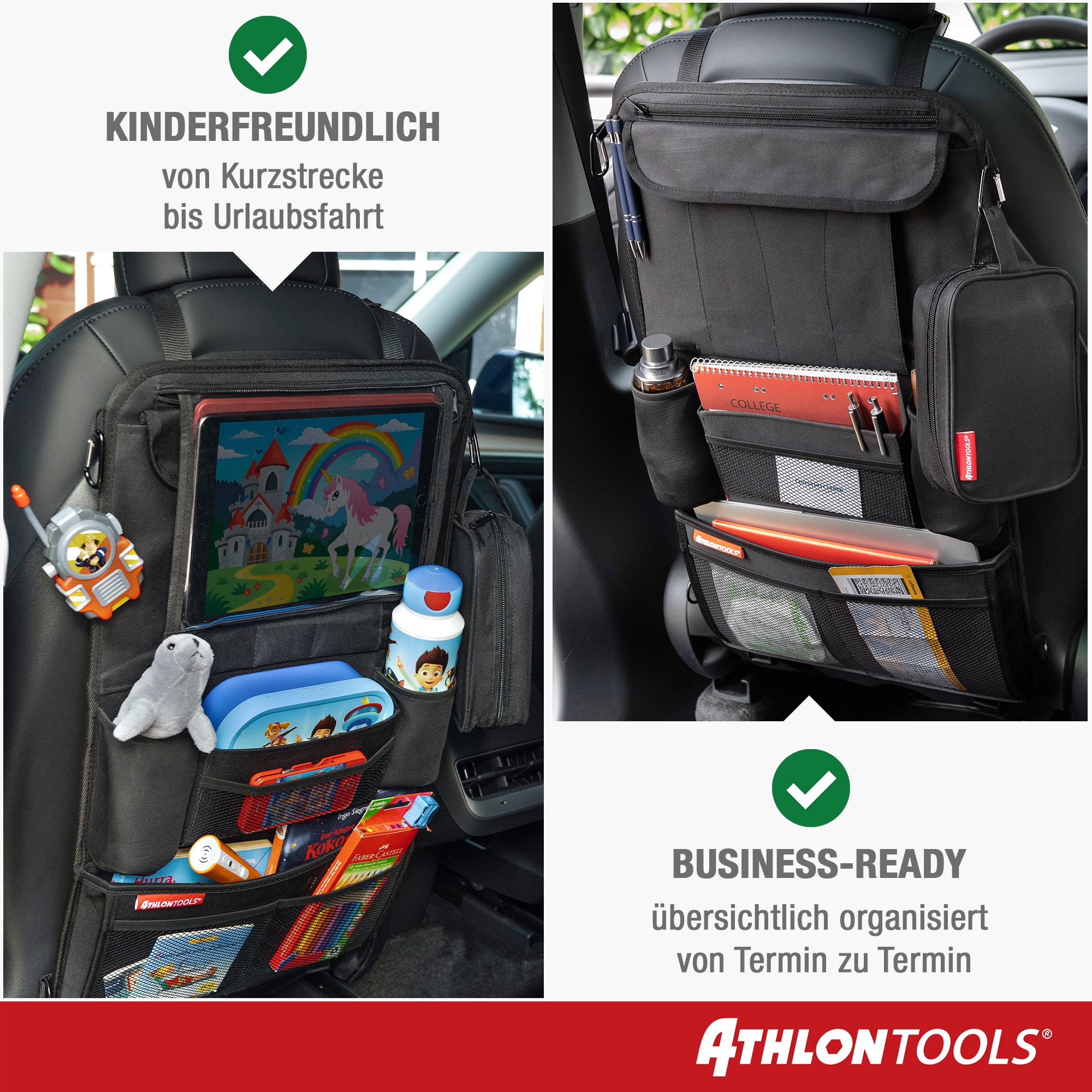 Autositz-Organizer mit 11 Tablet-Tasche – ATHLON TOOLS B2B