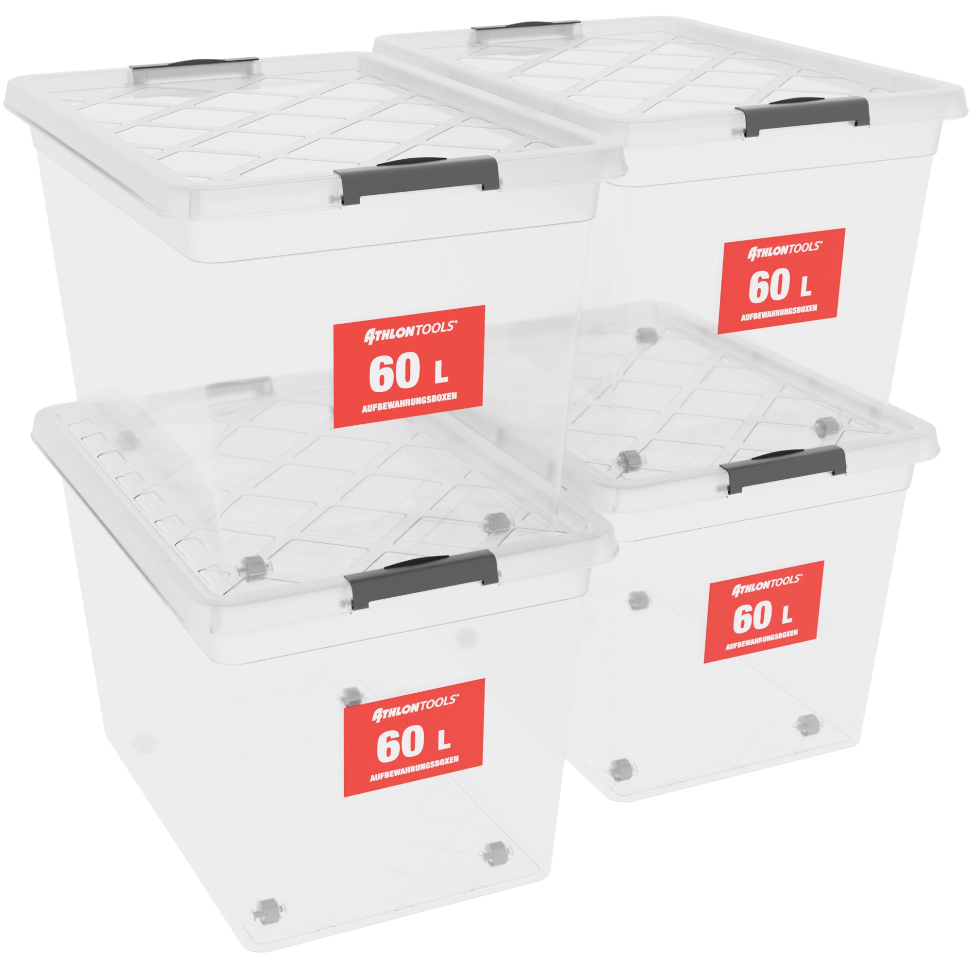 4x 60 L Aufbewahrungsboxen mit Deckel – ATHLON TOOLS B2B